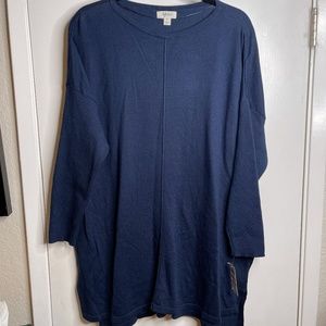Style & Co Sweater Womens Plus Size Industrial Blue 3/4 Sleeve Tunic Pullover